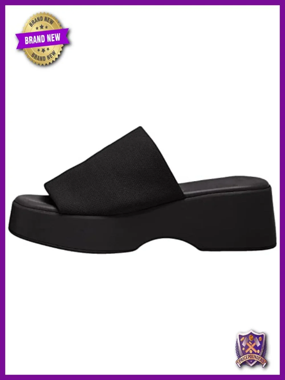 Chunky Wedge Slide Sandals Open Toe Elastic Band Slip On Platform